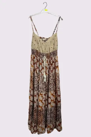 Tie Dye Geometric Print Bohemian Maxi Sleeveless Style Dress
