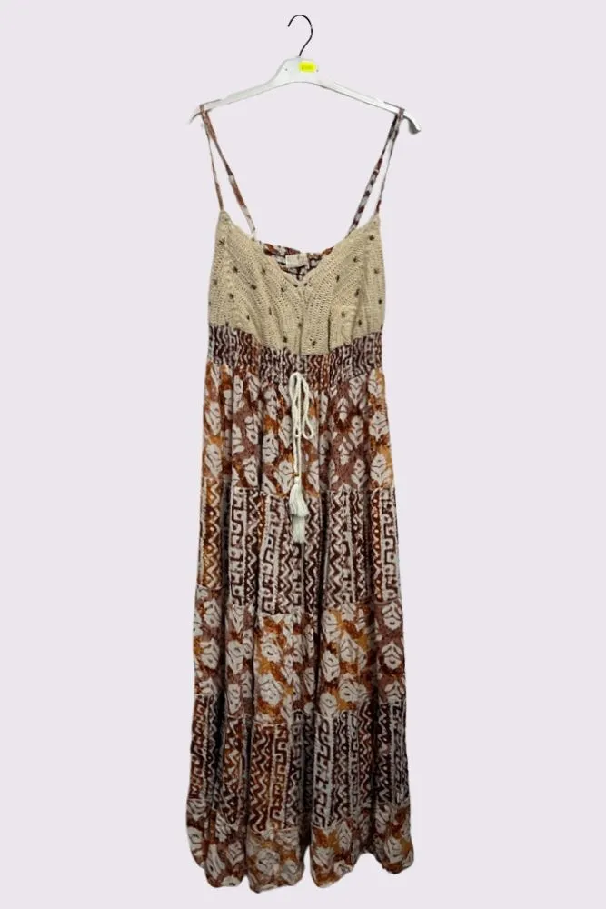 Tie Dye Geometric Print Bohemian Maxi Sleeveless Style Dress