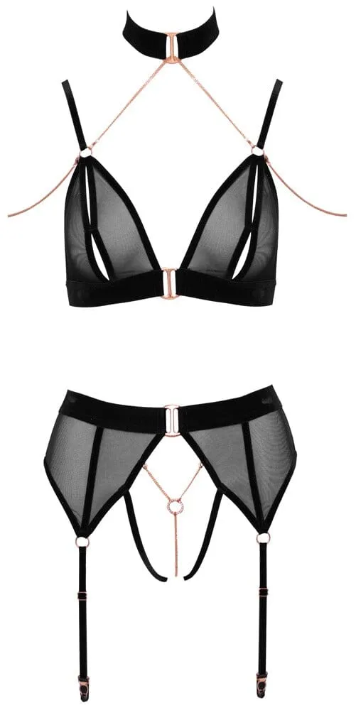Tie Open Bralette and Suspender Briefs