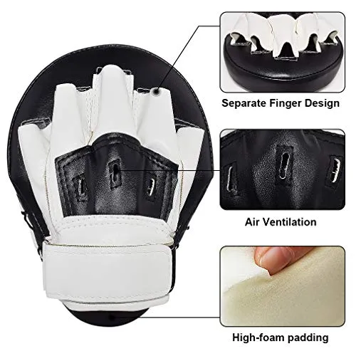 TLBTEK 2PCS Black Curved Punching Mitts Boxing Pads Hand Target Boxing Pads Gloves Training Focus Pads Kickboxing Muay Thai MMA Martial Art UFC Punch Mitts for Kids,Men & Women