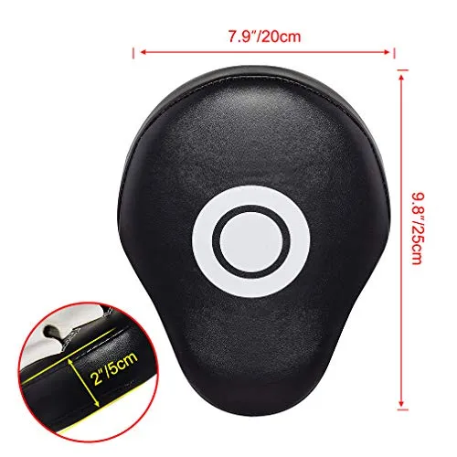 TLBTEK 2PCS Black Curved Punching Mitts Boxing Pads Hand Target Boxing Pads Gloves Training Focus Pads Kickboxing Muay Thai MMA Martial Art UFC Punch Mitts for Kids,Men & Women