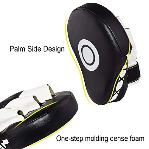 TLBTEK 2PCS Black Curved Punching Mitts Boxing Pads Hand Target Boxing Pads Gloves Training Focus Pads Kickboxing Muay Thai MMA Martial Art UFC Punch Mitts for Kids,Men & Women