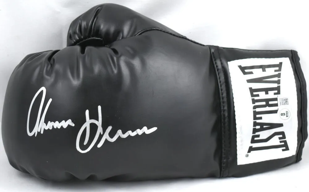 Tommy Hearns Autographed Black Everlast Boxing Glove *Left - Beckett W Hologram