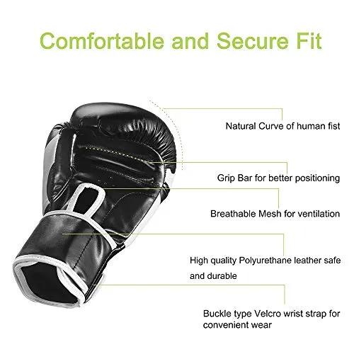 Tusingger Training Boxing Gloves Men & Women,Cool Style Boxing Gloves,Kickboxing Gloves,Muay Thai,Sparring Gloves,Heavy Bag Gloves for Boxing (Black, 10oz)