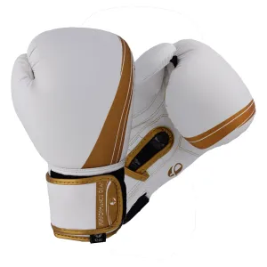 Ultimate - Elite Boxing Gloves White Gold - Boxing MMA Muay Thai Training And Bag Work
