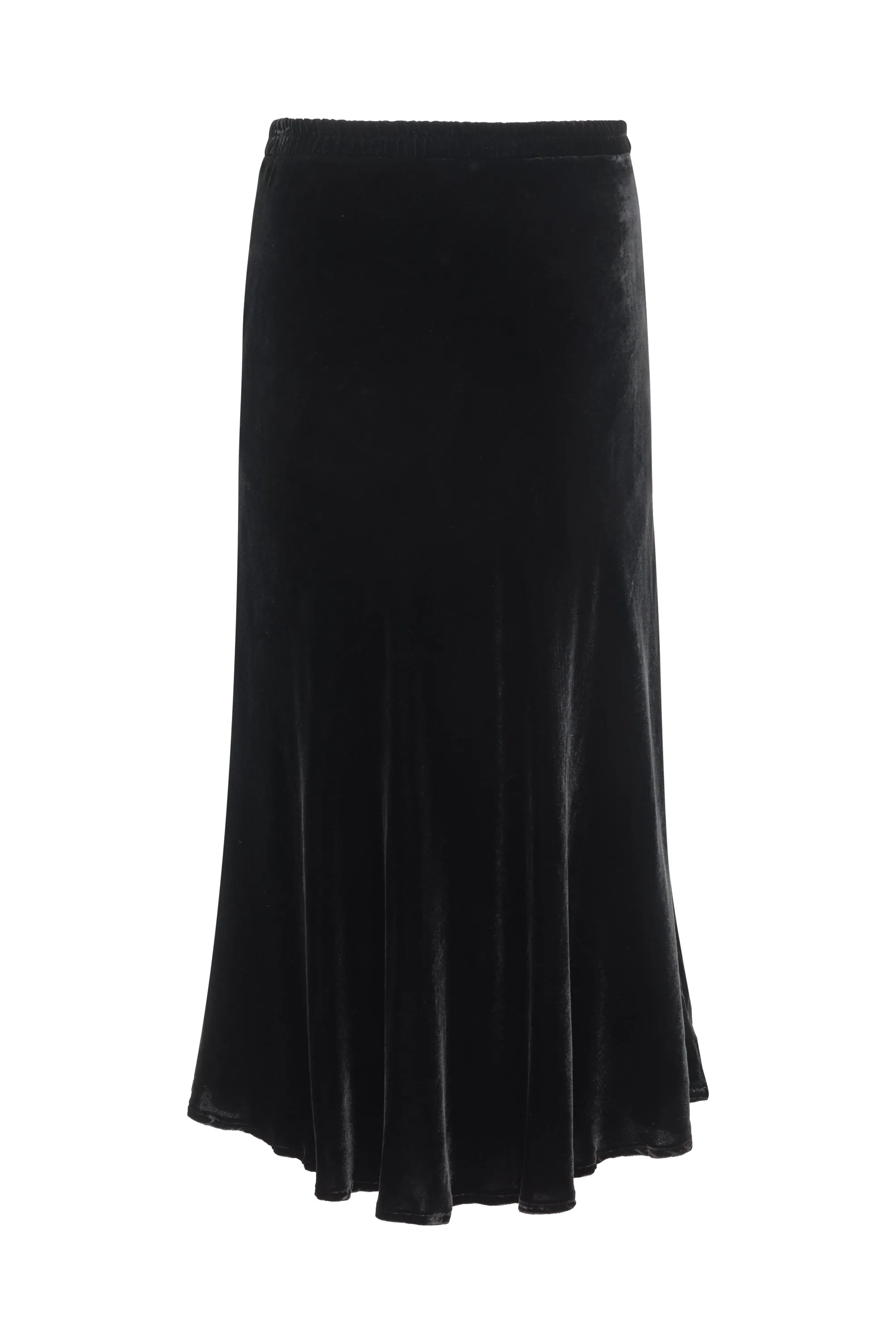 Velvet Bias Flare Skirt -Black
