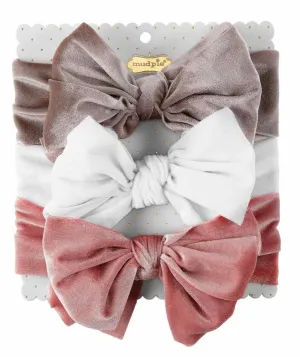 Velvet Headband 3pc Set - Grey
