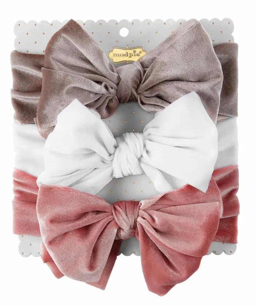 Velvet Headband 3pc Set - Grey