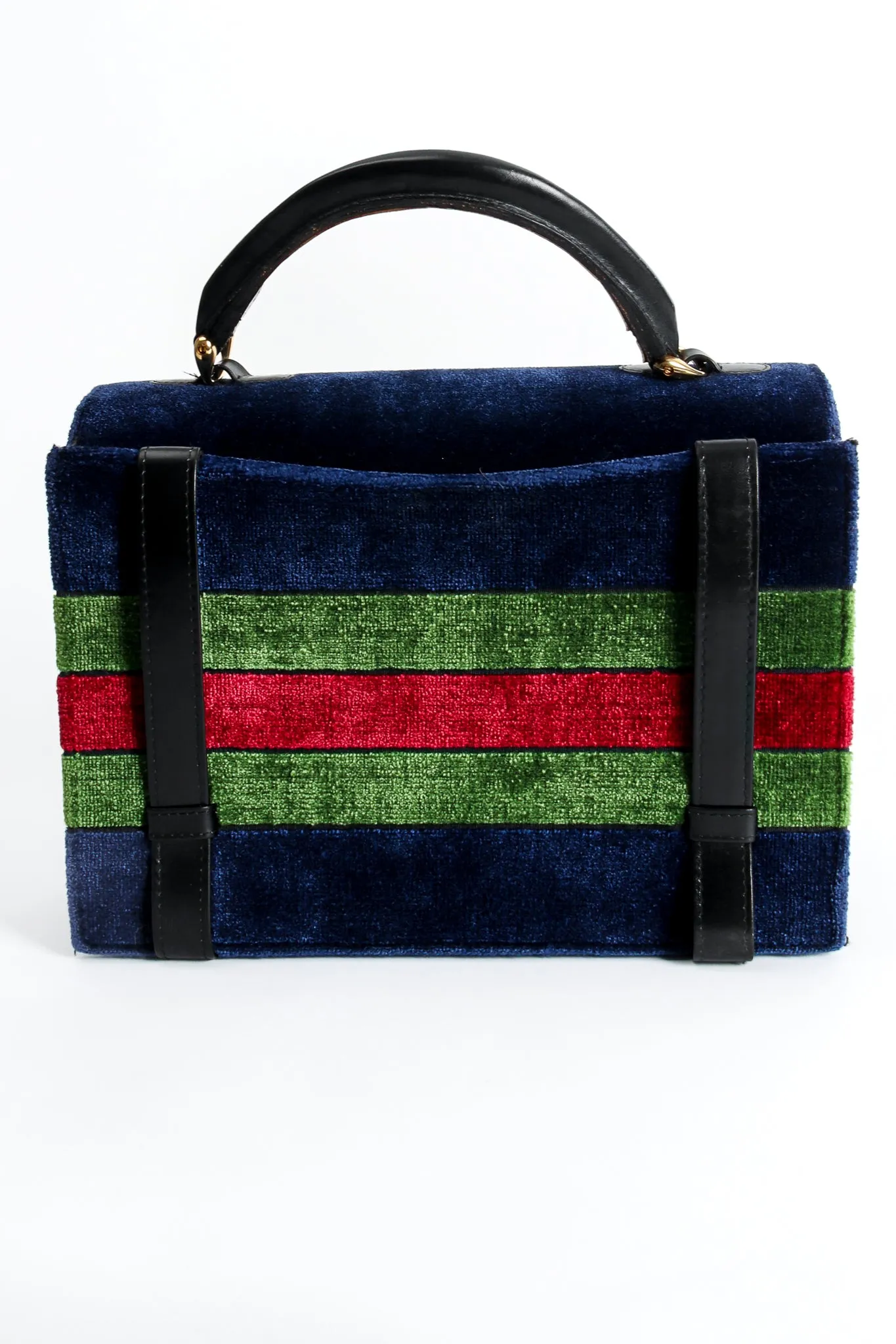 Velvet Stripe Leather Accordion Bag