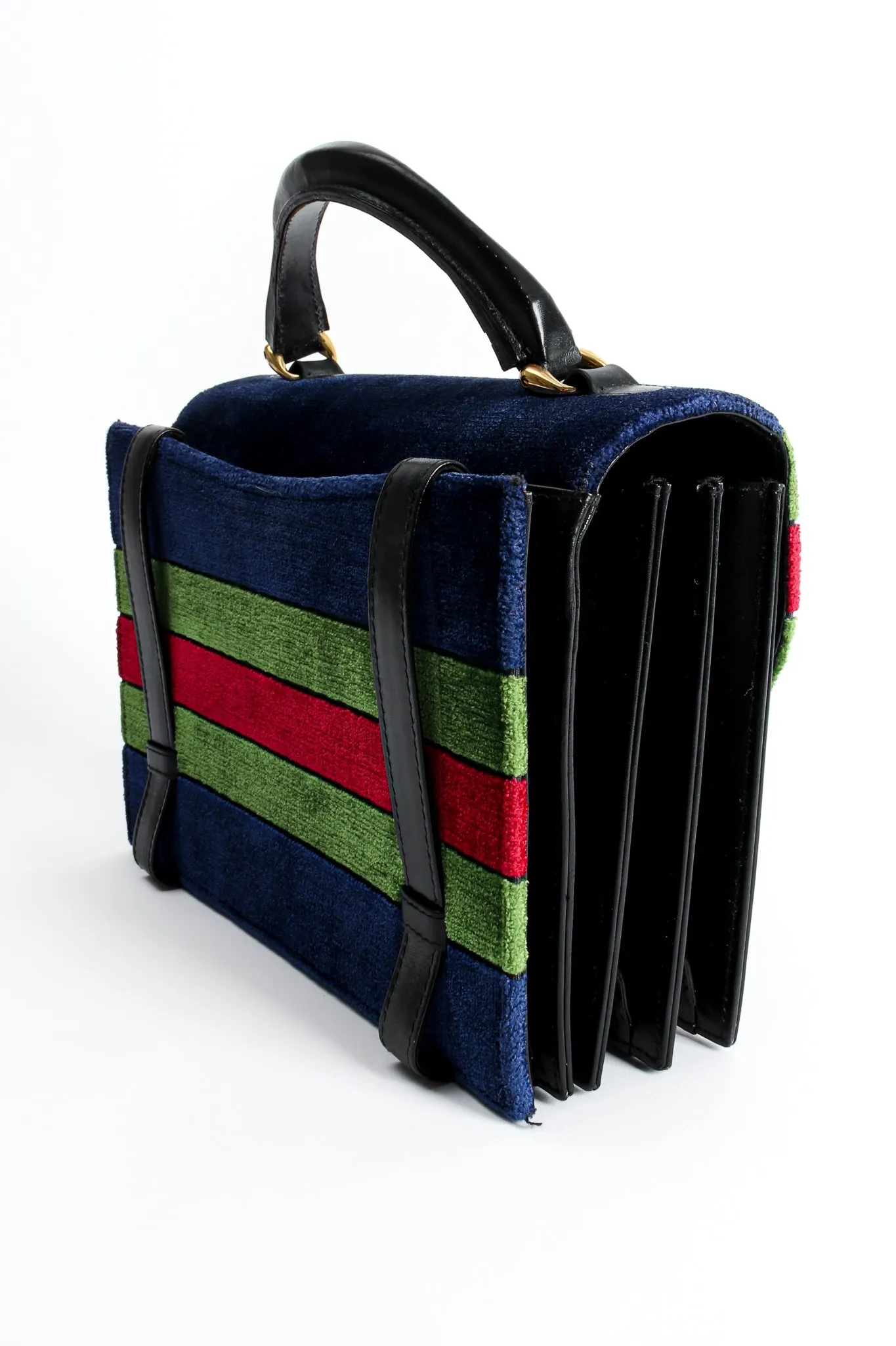 Velvet Stripe Leather Accordion Bag