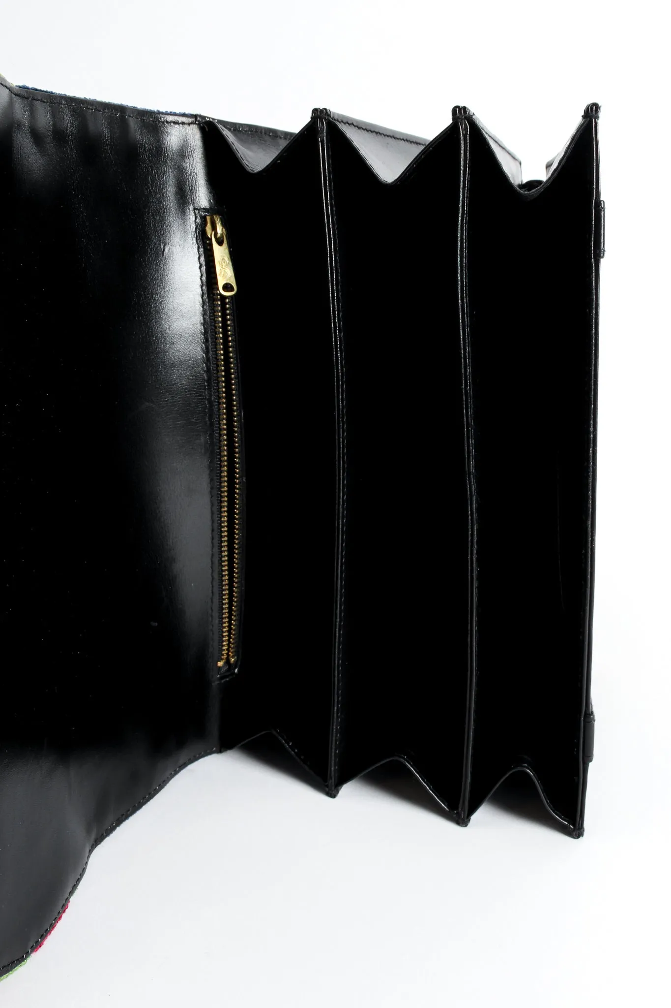Velvet Stripe Leather Accordion Bag