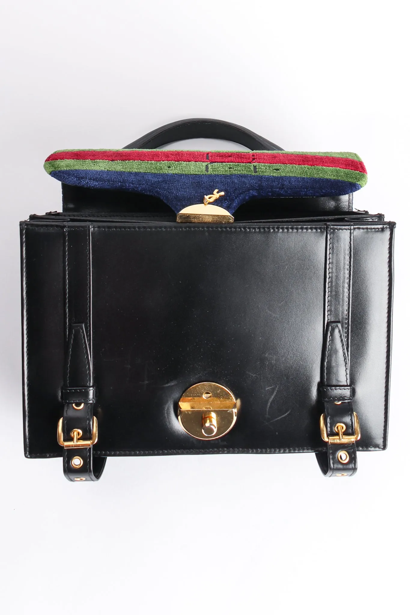Velvet Stripe Leather Accordion Bag