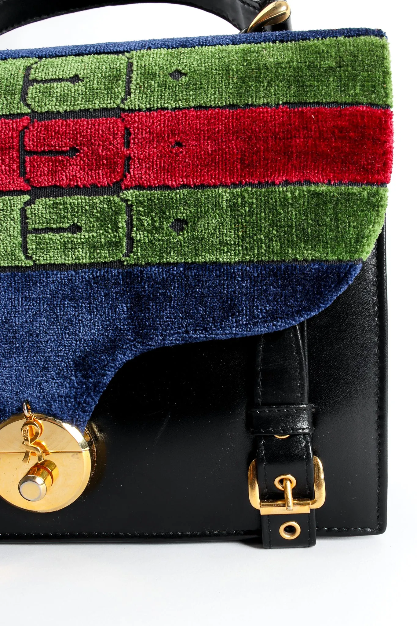 Velvet Stripe Leather Accordion Bag