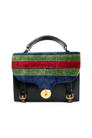 Velvet Stripe Leather Accordion Bag