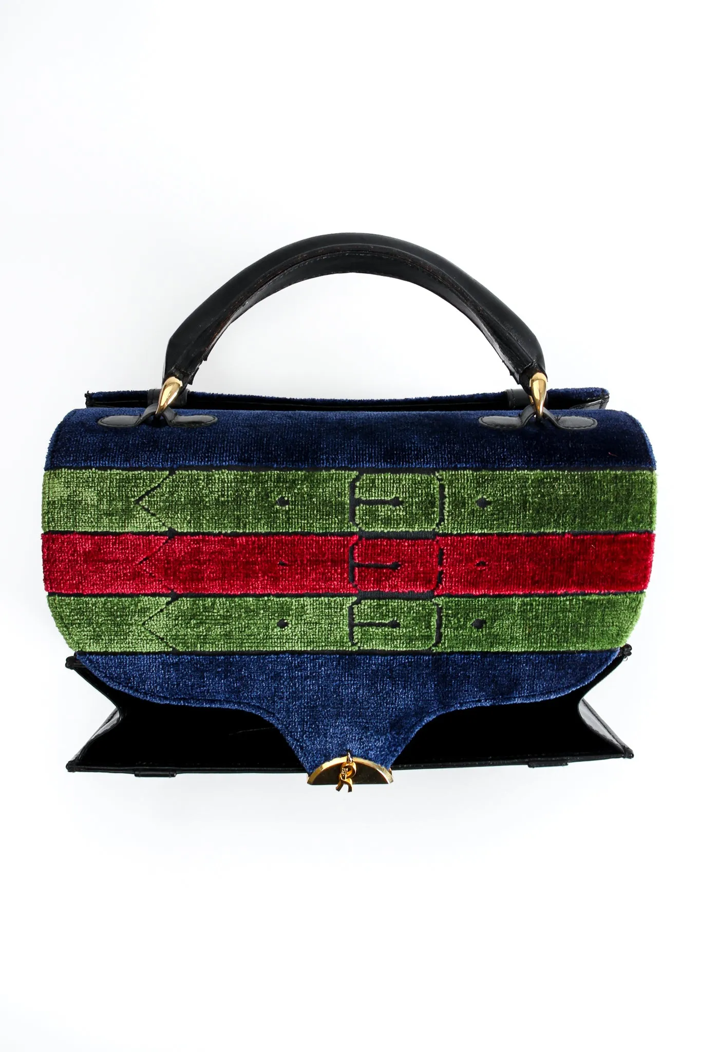 Velvet Stripe Leather Accordion Bag