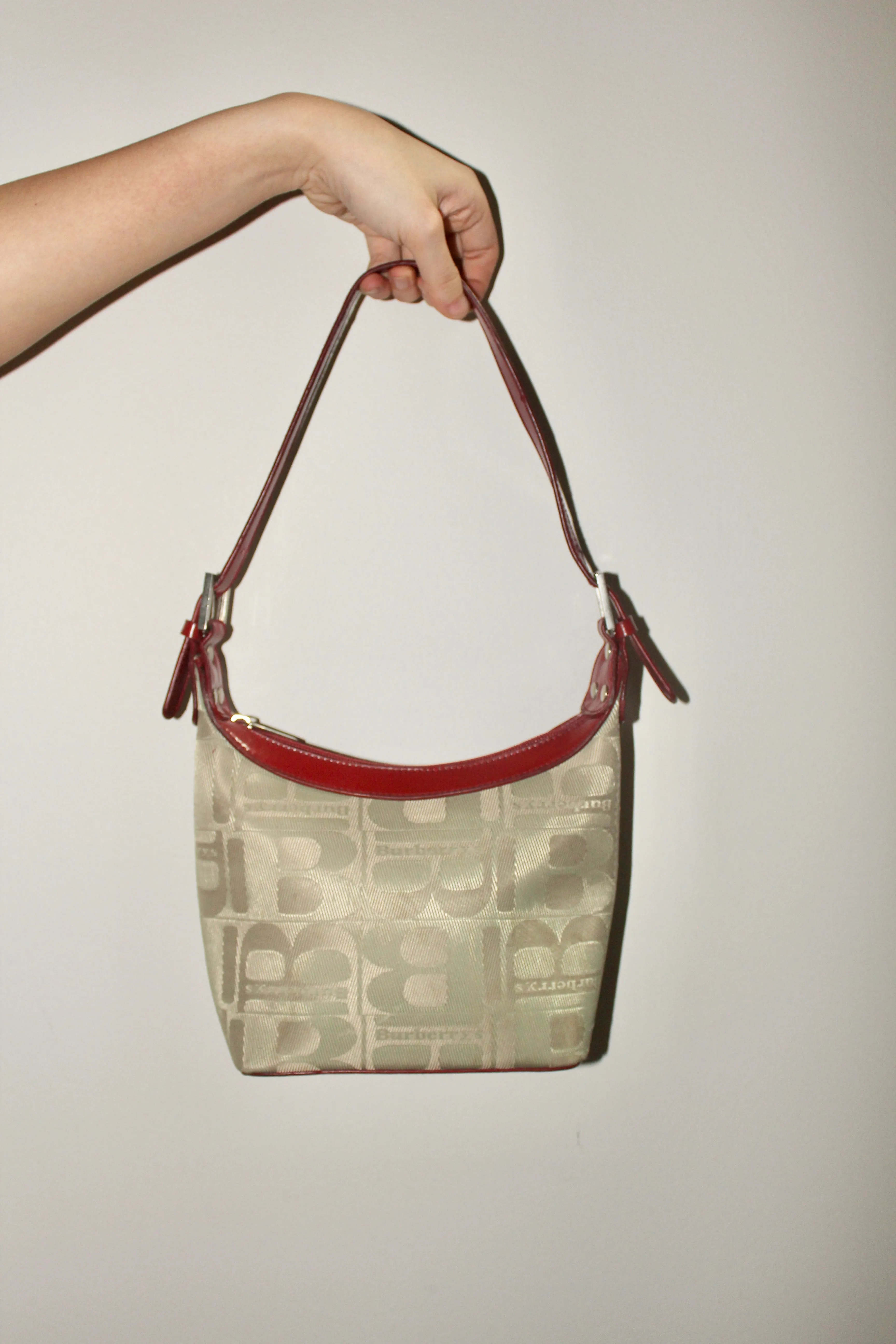 Vintage 90s Burberry Embossed Shoulder Purse