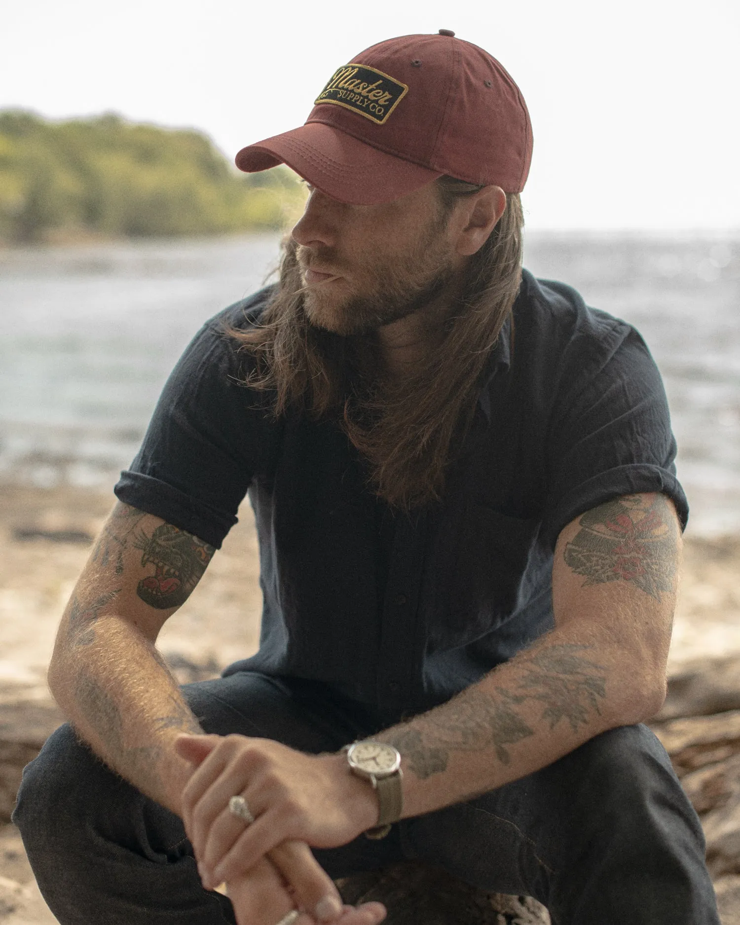 Waxed Canvas Cap: Burgundy