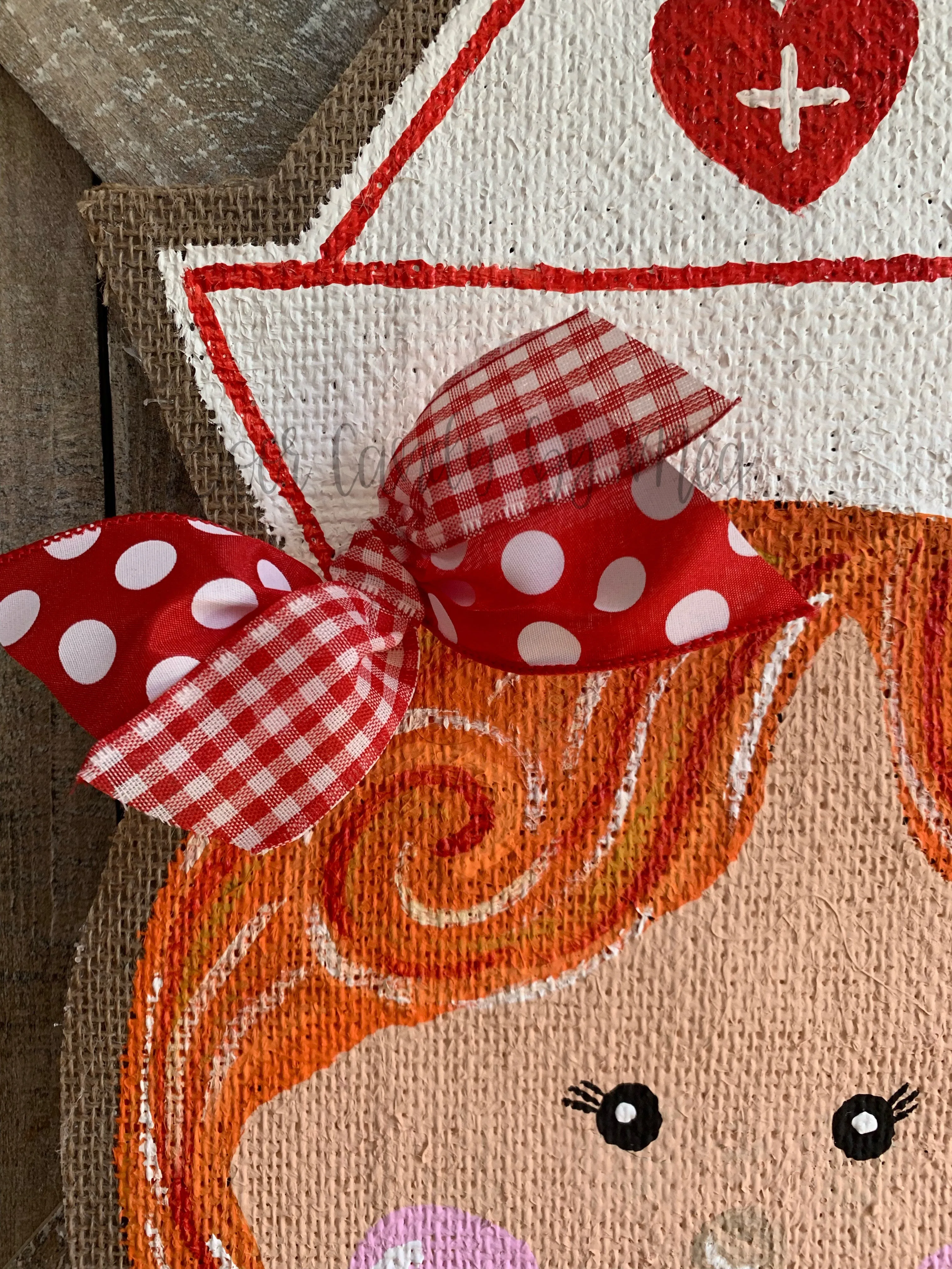 Whimsical Nurse Door Hanger - Red Hair