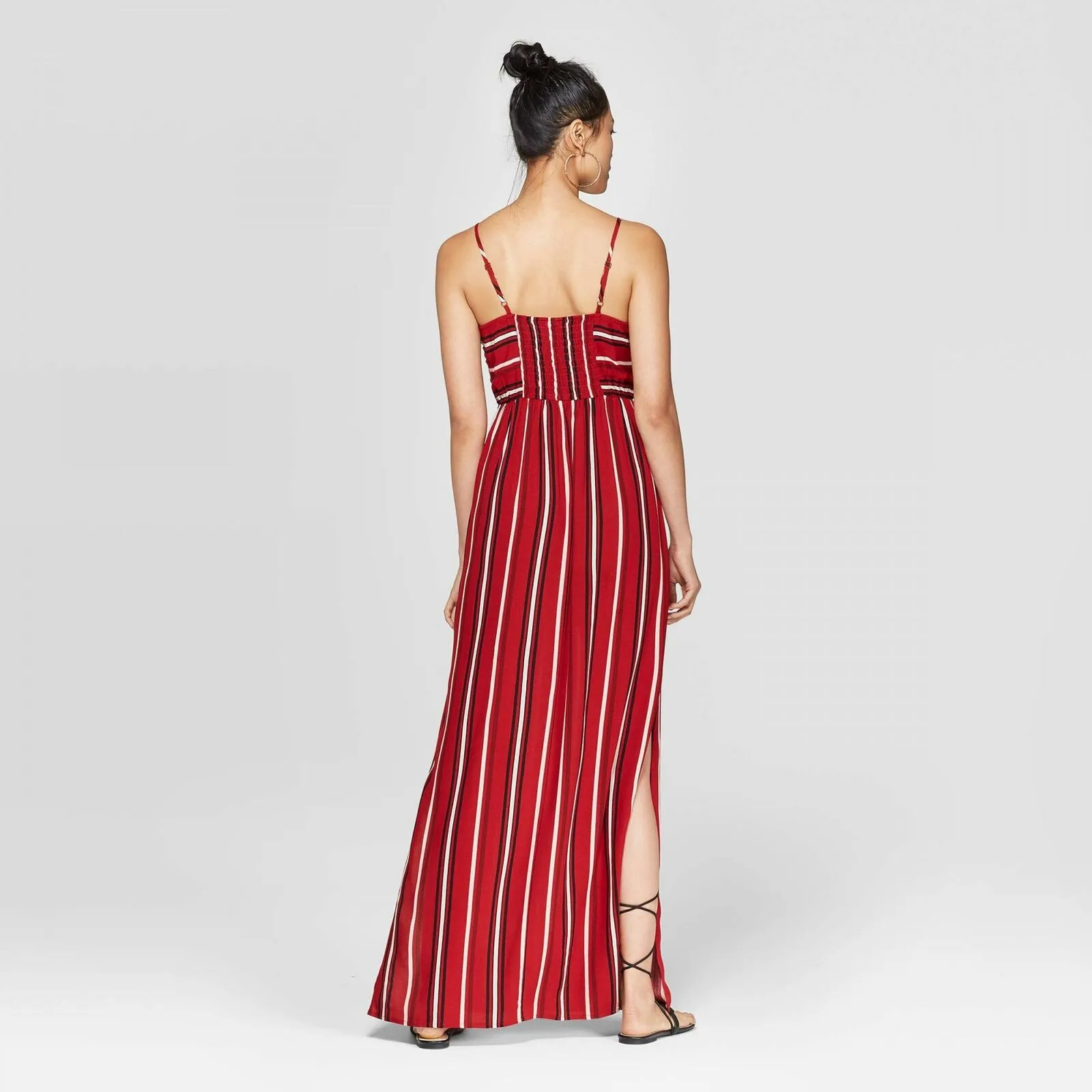 Xhilaration Striped Sleeveless V-Neck Cinched Top Maxi Dress