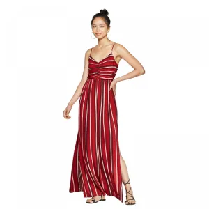 Xhilaration Striped Sleeveless V-Neck Cinched Top Maxi Dress