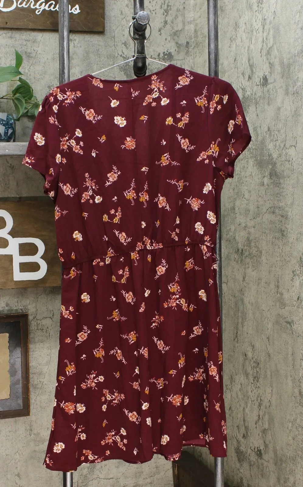 Xhilaration Women's Floral Short Sleeve V-Neck Button-Down Wrap Mini Dress