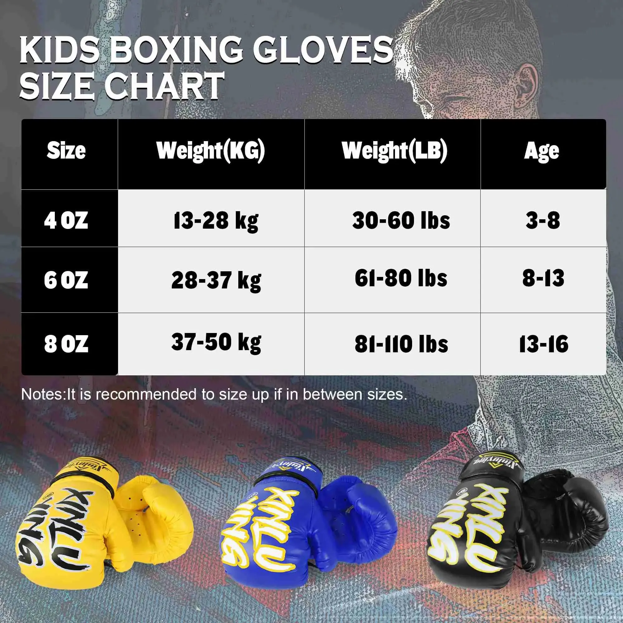Xinluying Youth Boxing Gloves for MMA, Muay Thai & Kickboxing Training